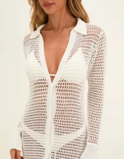 Knit Long Shirt Cover Up - Off White