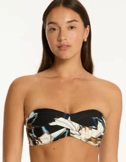 La Luna Twist Bandeau Bikini Top - Black