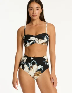 La Luna Twist Bandeau Bikini Top - Black