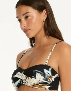 La Luna Twist Bandeau Bikini Top - Black