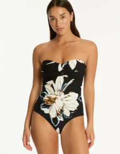 La Luna Twist Bandeau Swimsuit - Black