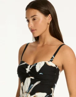 La Luna Twist Bandeau Swimsuit - Black