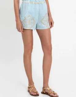 Lefkada Shorts - Ciel and Gold