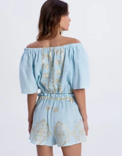 Lefkada Shorts - Ciel and Gold