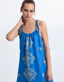 Lefkada Strappy Dress - Blue Raf and Gold