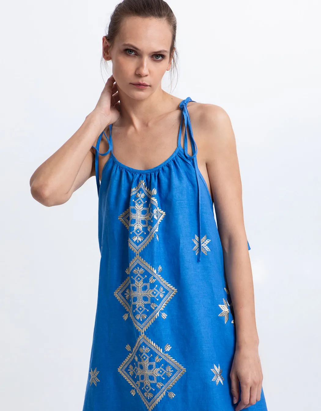 Lefkada Strappy Dress - Blue Raf and Gold