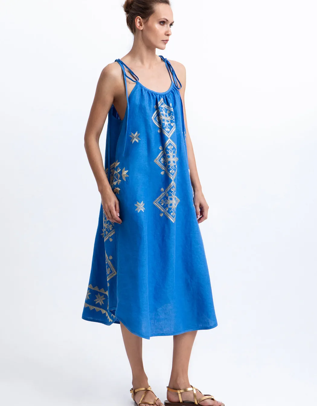 Lefkada Strappy Dress - Blue Raf and Gold