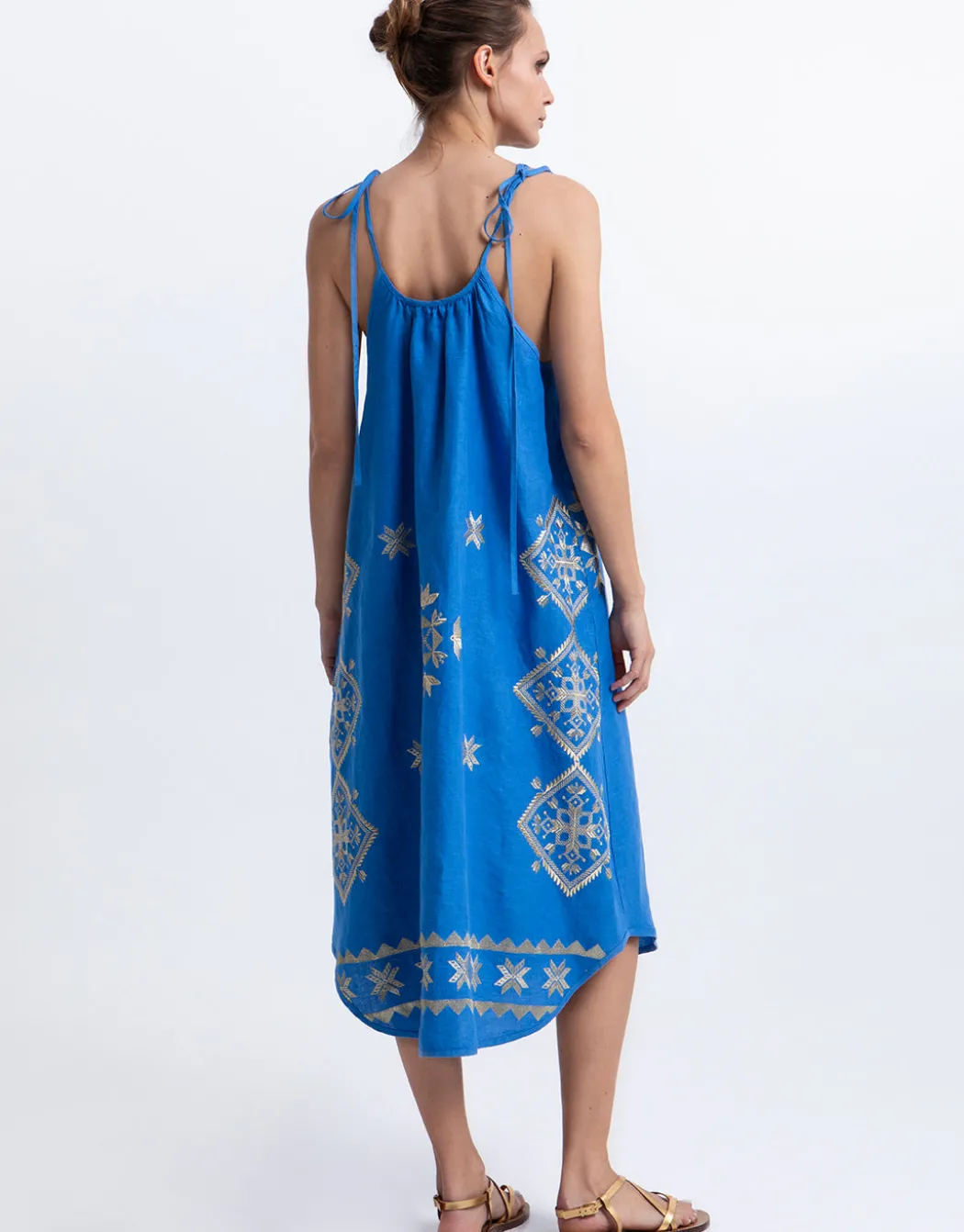 Lefkada Strappy Dress - Blue Raf and Gold