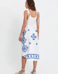 Lefkada Strappy Dress - White and Blue