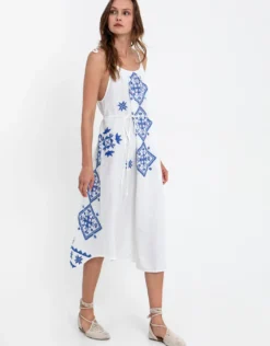 Lefkada Strappy Dress - White and Blue