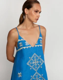 Lefkada Strappy Midi Dress - Blue Raf and Gold