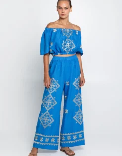 Lefkada Trousers - Blue Raf and Gold