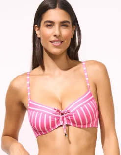 Line Up Underwired Bikini Top - Pink and White