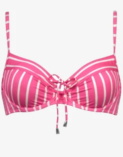 Line Up Underwired Bikini Top - Pink and White