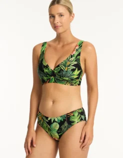 Lotus Cross Front Multi-fit Bikini Top - Black