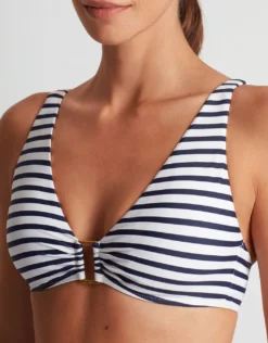 Luxe Stripe Ring OTS Bikini Top - Navy White