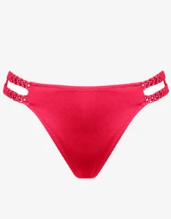 Macrame Love Double Strap Bikini Pant - Luscious Red