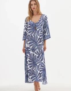 Marina Maxi Beach Dress - Blue and White