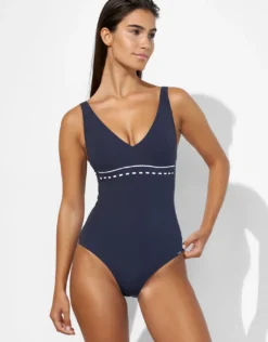 Marine Mindset Underwired V Neck Swimsuit - Skipper Blue