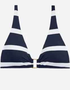 Mariner Stripe Ring OTS Bikini Top - Navy and White