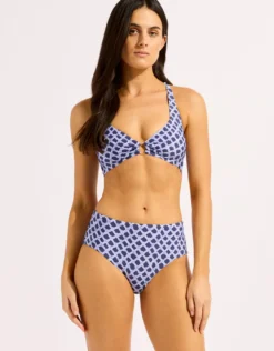 Marseille Multi Fit Longline Tri Bra Bikini Top - Blue Indigo