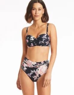 Martini Twist Bandeau Bikini Top - Black