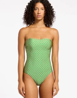 Mattala Geo Moulded Bandeau Swimsuit - Flora