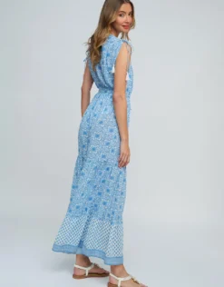 Maya Maxi Dress - Blue and White