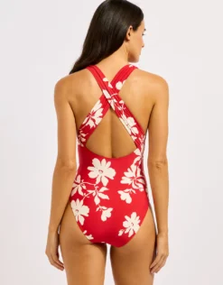 Mayflower Cross Back Swimsuit - Cosmo Red