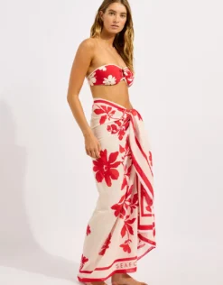Mayflower Sarong - Ecru and Cosmo