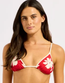 Mayflower Slide Tri Bikini Top - Cosmo Red