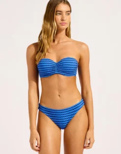 Mesh Effect Hipster Bikini Pant - Sapphire
