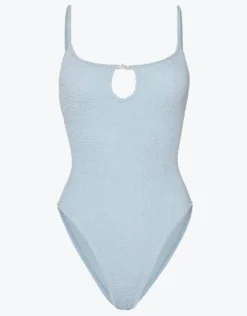 Mia Beaded Swimsuit - Metallic Ice Blue