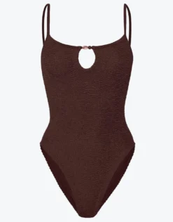 Mia Beaded Swimsuit - Metallic Chocolate