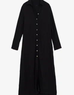 Midnight Billie Button Maxi Shirt Cover Up - Black