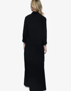 Midnight Billie Button Maxi Shirt Cover Up - Black