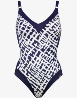 Modern Marina Adjustable Moulded Swimsuit - White Navy