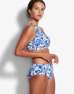 Modern Marina F Cup Cross Front Bra Bikini - Blue