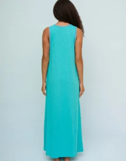 Monochromatic Tassel Slit Dress - Teal