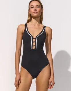 Monomar Underwired Ladder Plunge Swimsuit - Black Cream
