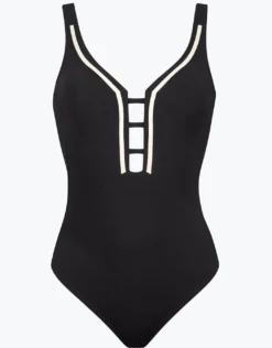 Monomar Underwired Ladder Plunge Swimsuit - Black Cream