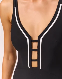 Monomar Underwired Ladder Plunge Swimsuit - Black Cream