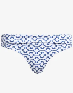 Mykonos Fold Over Bikini Pant - Blue and White