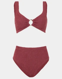 Nadine Bikini Set with Gold Hoop - Metallic Rosewood