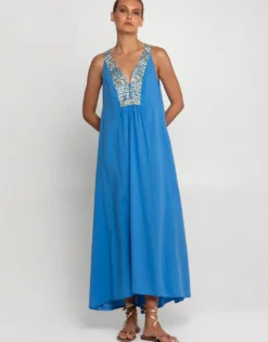 New Triangle Maxi Dress - Blue Raf and Gold