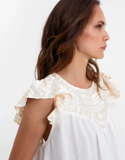 New Triangle Open Back Dress - White and Champagne