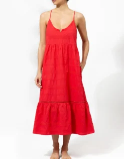 Numana Scoop Neck Dress - Red
