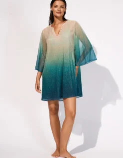 Ombre Metallic Tunic - Aqua Gradient