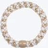 Original Hair Tie - Beige and White Glitter Stripe