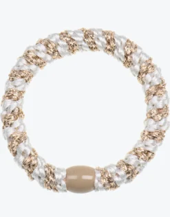 Original Hair Tie - Beige and White Glitter Stripe